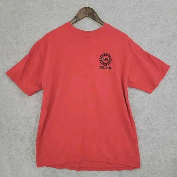 Vitage UAW Local 1186 Union Line XL Red T-Shirt Graphic Skull Wing 20PT - Picture 2 of 7